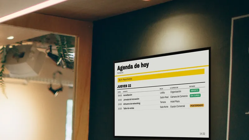 Pizarra en uso: Agenda de eventos