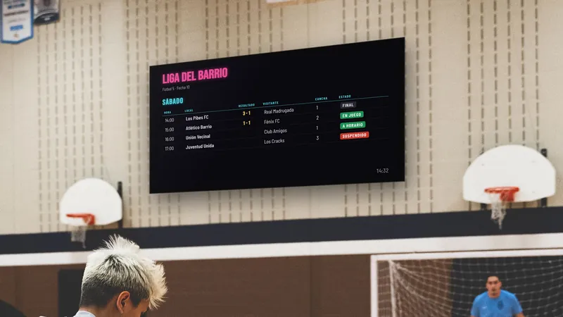 Pizarra en uso: Fixture y resultados